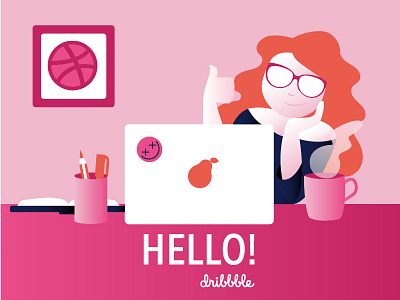 Hello Dribbble dribbble first shot hello dribbble illustration vectora art