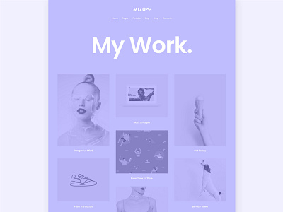 Ukiyo Monochromatic Portfolio Page clean flat lilac monochromatic pastel portfolio purple ui web design wordpress wordpress theme