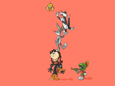 Looney tunes balancing adobe cartoon character design illustration illustrator inspiration series vector vector illustration