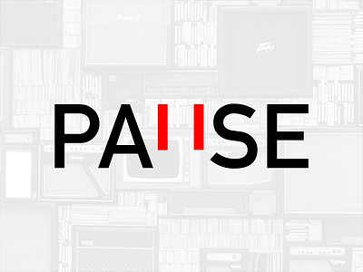 Pause font idea inspiration inventive logo logotype minimal music pause red type typography