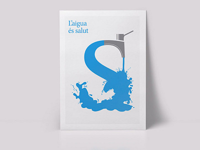 "L'aigua és Salut" - Water is health illustration typography