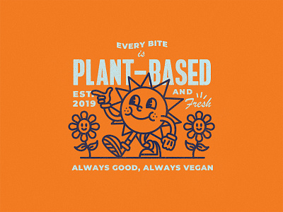 Good Good Morning branding cartoon character illustration restaurant retro sun texture typography vector vegan vibes