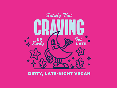 Good Good Night branding cartoon character design food illustration moon restaurant typography vector vegan