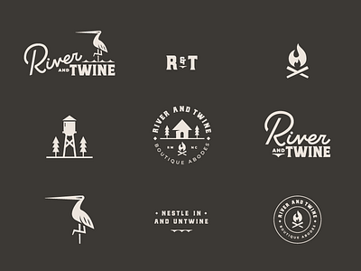 River and Twine badge bird branding home lodge logo monogram nature river simple tiny