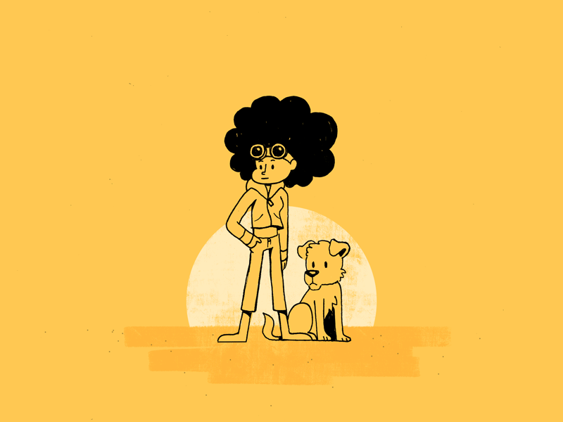 Afro Gurl afro animation cartoon dog gif girl loop sun