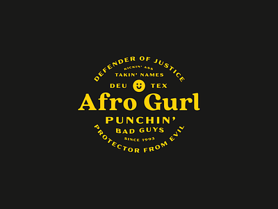 Afro Badge of Honor afro badge comic gurl lockup logo type yellow