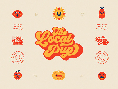 The Local Pup bar branding brew design dog groovy illustration orange pub