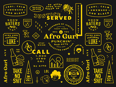 AG afro branding cartoon design dog girl illustration lgbtq logo pattern texture typography vector yellow