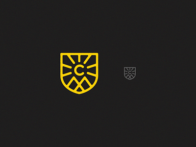 Personal Logo badge branding c crest design initials logo logomark m mountain personal simple sun yellow