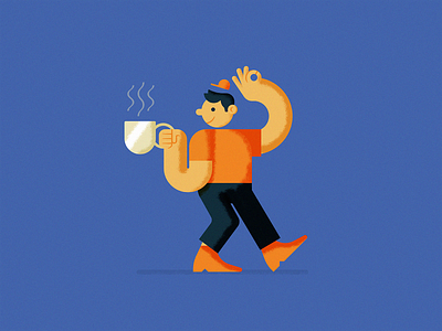 Coffee Boi branding cartoon character coffee grain human illustration texture vector