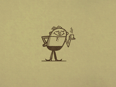 Hot n' Steamy cartoon character coffee halftone hand drawn illustration mid century texture vintage