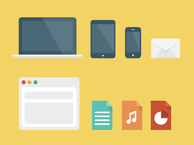 flat icons browser devices doc email flat icons ipad iphone laptop music simple word