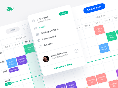 Scheduling page for the Playces admin panel admin panel app book booking calendar calendar design coach filter management mobile planing popup schedule sport app team tracker ui ux web web app