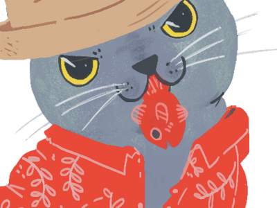 Satisfied Cat Wears Hawaiian Shirt