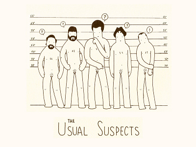 The Usual Suspects affiche art cinema film humour illustration illustrator movie naked nu poster usual suspects