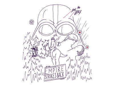 Empire Strikes Back affiche art cinema film humour illustration illustrator movie naked poster star wars the empire strikes back