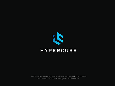 Hypercube blue cube hyper logo simple