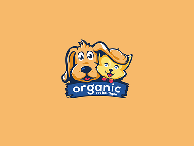 Organic Pet Boutique cat dog illustration logo