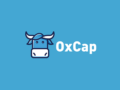 Oxcap blue cartoon funny icon illustration logo ox playful