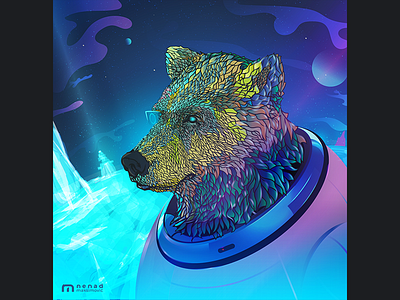 Space Bear bear blue character futuristic ice illustration illustrator planet space vector