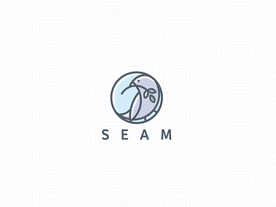 Seam bird feminine illustration leaf logo pastel purple