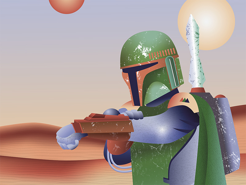 Boba Fett textures illustration star wars
