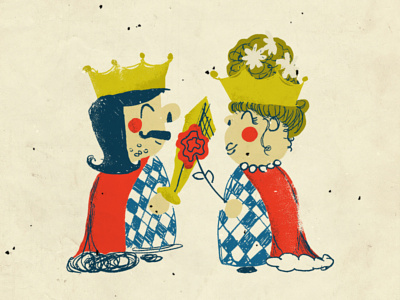 Retro Royal Duo blue character design characters color gold illustration primary colors red retro vintage