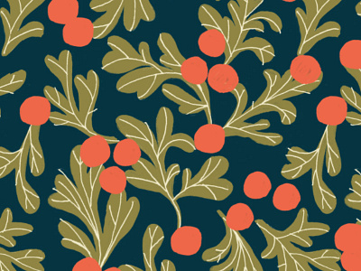 Happy Hollydays! christmas gold holiday holly lines paint painting red repeating pattern retro surface pattern
