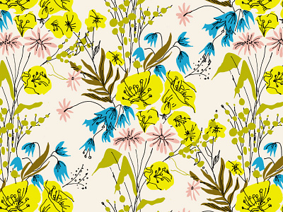 Wildflowers floral illustration illustrator pattern retro surface design wildflowers