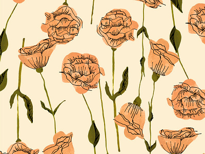 Lisianthus Light floral flowers illustration ink marker pen retro