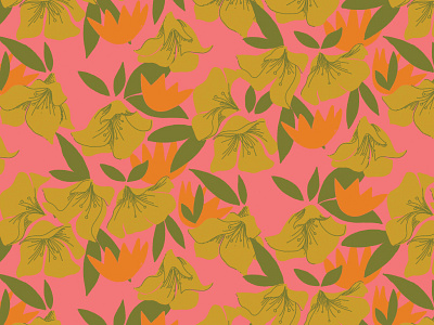 Late Summer Heat floral flowers illustration illustrator ink repeating pattern retro surface design surface pattern vintage