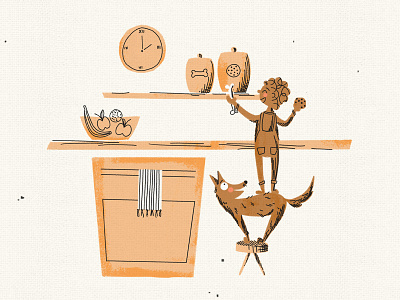 Teamwork Makes the Snack Dreams Work character dog illustration ink pen retro