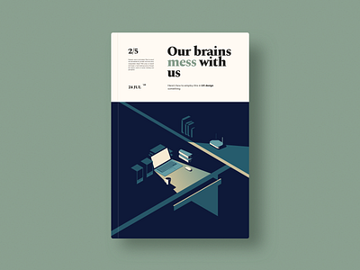 Our brains mess with us design flat illustration light macbook minimal night office table vector work