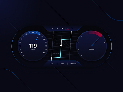 Digital Car Dashboard automotive dark theme dashboad data visualization design gradient