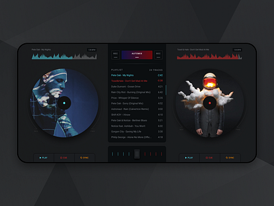 DJ mixer mobile app app artists dark theme dashboard design djing equaliser interface music player