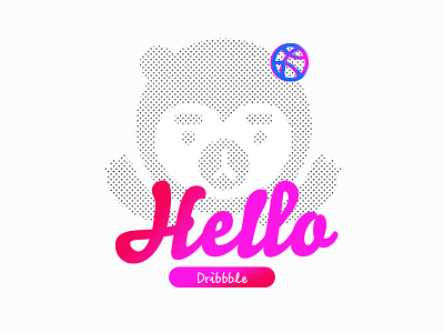 Hello Dribbble bear design illustration 应用