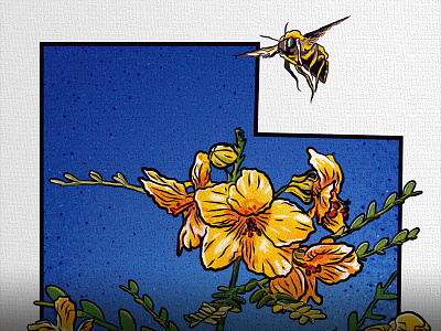Beehive State bee digital flowers honey illustration simulated process utah