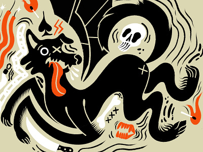 Garbus bat digital illustration dog goache illustration illustrator matches procreate retrosupplyco skull