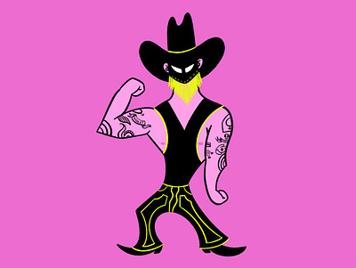 Johnny Peck // Orville Bravo cowboy digital illustration illustration illustrator johnny bravo neon orville peck procreate retro retrosupplyco tattoos truegritsupply