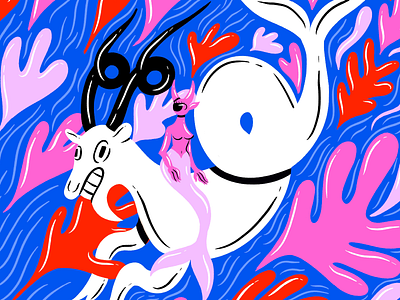 Capricorn astrology capricorn cyclops digital illustration goat illustration illustrator mermaid ocean procreate retrosupplyco sea truegritsupply zodiac