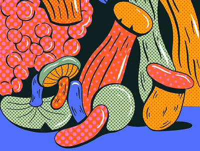 Mushies Two colorful digital illustration illustration illustrator mushrooms procreate truegritsupply