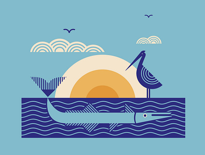 Houndfish Takin' a Swim branding illustration illustrator vector