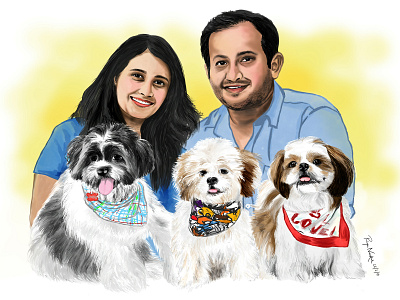 Dog Family digital art illustration painting photoshop photoshop art sketching