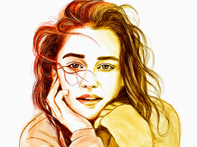 Emilia Clarke digital art illustration photoshop art portrait wacom