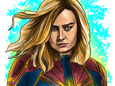 Captain Marvel adobe art captain marvel digital art fan art illustration marvel painting photoshop art portrait wacom