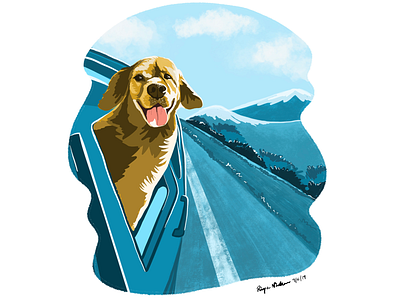 Roadtripper digital art dog drawing illustration pet procreate ui