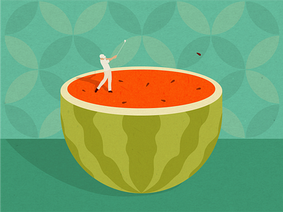 Golf player character digital flat fruit fruits golf illustration pattern player vector watermark