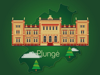 Lithuania city Plunge architecture buildings city illustration lithuania plunge town vector