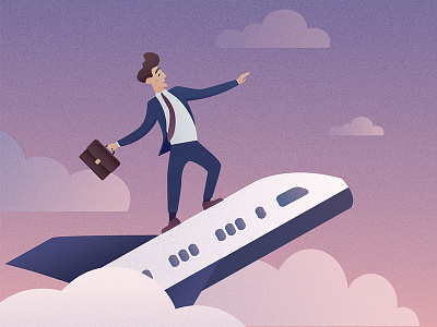 Different flight business businessman character clouds flight fly illustration plane sky vector