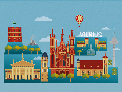 Vilnius city 2d architecture capital city illustration ladnscape lithuania vector vilnius
